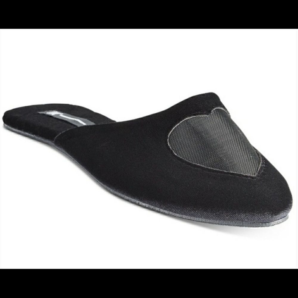 NWT INC International Concepts Women's Mesh-Heart black Slippers